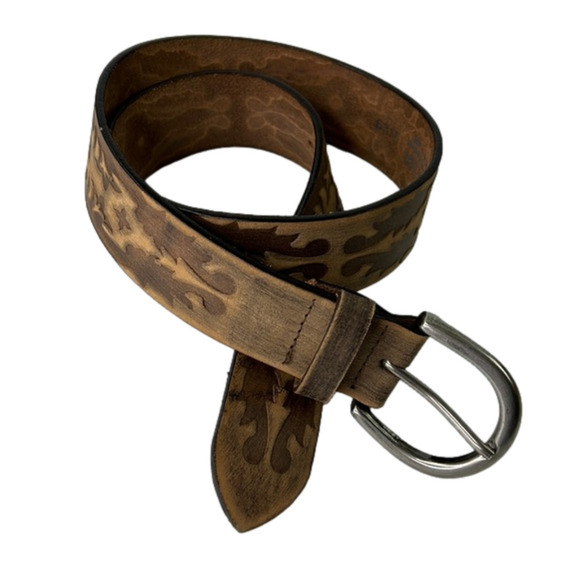 Mossimo tan embossed leather belt - Picture 1 of 8